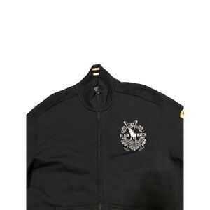 Polo Ralph Lauren Black Watch Track Jacket Men Large Black Gold Zip Fleece L Vtg